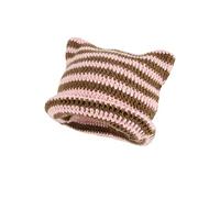 Orvila Fairy Grunge Beanie Y2K Cat in The Hat Striped Crochet Slouchy Hat Winter Warm Knitted Old Headwear Accessories, pink, M