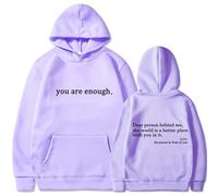 ORWMX You Are Enough Hoodie,Dear Person Behind Me Hoodie,Dear Person Behind Me Sweatshirt for Women Mens (Purple,XXL)