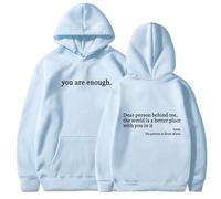 ORWMX You Are Enough Hoodie,Dear Person Behind Me Hoodie,Dear Person Behind Me Sweatshirt for Women Mens (Blue,M)