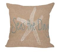 Orythyra Cushion Cover 45x45cm Seas The Day Starfish Cotton Linen Pillow Cover Decorative Throw Pillows Farmhouse Decor for Home Cushion Case 18x18 Inch