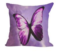 Orythyra Magical Purple Butterfly Cushion Cover 45x45cm Cotton Linen Pillow Cover Decorative Throw Pillows Farmhouse Decor for Home Cushion Case 18x18 Inch