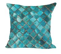 Orythyra Square Glass Mosaic Pattern Decorative Cushion Covers 45 x 45 cm Pillow Case Cushion Cover for Outdoor Patio Garden Blench Living Room Sofa Farmhouse Decor Rustic Linen 18x18 inches