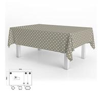 ORYX 5544012 Rectangular Tablecloth Oilcloth Polka Dots Beige Waterproof Stain-Resistant PVC 140 x 250 cm Cut to Size Indoor and Outdoor Use, Plastic, Multi-Coloured