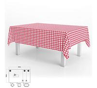 ORYX 5544057 Rectangular Oilcloth Tablecloth Red Squares Waterproof Stain-Resistant PVC 140 x 250 cm, Cut Out and Indoor Use, Plastic, Multi-Coloured