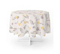 ORYX 5544066 Oilcloth Tablecloth Round Yellow Flowers Waterproof Stain-Resistant PVC Diameter 140 cm Indoor and Outdoor Use, Plastic, Multi-Coloured