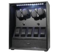 Oryx 6 Watch Winder for Automatic Watches, Rotating Watch Box 5 Rotation Modes Display Case with Extra Watches Holders and Jewelry Storage, Lockable Winders White Light USB/AC Powered Mabuchi Motor