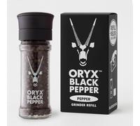 Oryx Black Pepper Grinder & Refill Box Combo - Ceramic Whole Pepper Grinder & Refill Box - Naturally Organic Peppercorn Seasoning - Premium Whole Black Peppercorns from Madagascar - 3.52 oz/8.8 oz