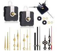 Oryzium 2 Pcs Silent Quartz Clock Mechanisms Battery Powered | DIY Wall Clock Mechanism Movement Long and Short Shaft,Motor Replacement Repair Parts Kits (Black-Gold)