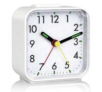 Oryzium Alarm Clock,Non Ticking Silent Alarm Clocks,Bedroom Bedside Clock Battery Powered with Light,Snooze,Luminous Portable Night Analog Clocks for Deep Sleepers,Workers,Travellers (white)