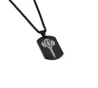 Orzaa Hanuman Ji Gada Pendant, Black Stainless Steel, Spiritual Dog Tag, with Box Chain Necklace