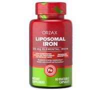 ORZAX Iron Supplement 25 mg -Liposomal Technology- High Bioavailability 90 Vegetable Capsules, Non-Constipating, Non-GMO & Gluten Free, for Women, Men, Adults