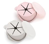 Orzbow 2 Pcs Silicone Snack Pots for Toddlers, No-Spill Snack Cups for Toddlers, Dust-proof Baby Pots with Stable Lid & Handle, Dishwasher Safe, Pink & Beige