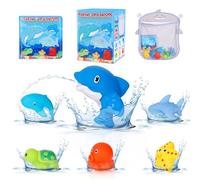 Orzbow Baby Bath Toys - Whale Shark Turtle Octopus Squirter Toys with Magic Bath Book and Net - Toddler & Kids Gifts