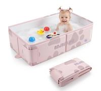 Orzbow Baby Bath Tub, Portable Toddler Bath, Pink | Collapsible Baby Bath for Infant 6 Months+, Easy to Clean, Stable & Durable, Folds to Store, Baby Travel Essentials