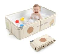 Orzbow Baby Bath Tub, Portable Toddler Bath with Temperature Sticker, Collapsible Baby Bath for Infant 6 Months+, Easy to Clean, Stable & Durable, Folds to Store, Baby Travel Essentials, White