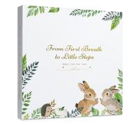 Orzbow Baby Memory Book 0-5 Years, Durable Hardcover Pregnancy Journal with 130 Guided Pages & 6 Keepsake Pockets, Neutral & Cute Animal Design for Newborn to Toddler, First Years Scrapbook, Rabbit