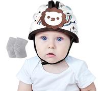 Orzbow Baby Safety Helmet with Kneepads, Breathable Baby Head Protector for Crawling and Walking,Adjustable Infant Crash Helmet, Anti-Collision,Ultra-Lightweight,Premium Cotton and EVA (Brown Lion)