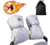 Orzbow Faux Sheepskin Pram Hand Muff, Fleece Pushchair Hand Muff, Warm Pram Hand Warmer, Winter Waterproof Windproof Anti-Freeze Extra Thick Handmuff for Pram Accessories (Light Grey)