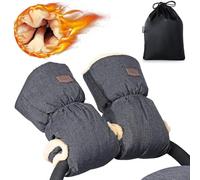 Orzbow Faux Sheepskin Pushchair Hand Muff,Fleece Pram Gloves Stroller Mittens,Warm Buggy Hand Warmer,Winter Waterproof Windproof Anti-Freeze Extra Thick Handmuff for Pram Accessories (Dark Grey)