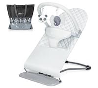 Orzbow Foldable Baby Bouncer, Portable Baby Swing & Chair Bouncers for Outdoor Activity, 3 Adjustable Positions, Easy to Store, Toy Bar, 0-12 Months, Up to 20 lbs, Grey