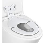 Orzbow Foldable Toddler Toilet Seat, Portable Toilet Training Seats with Soft Rubber Urine Barrier, Universal Family Toilet Seat with Suction Cup, Adjustable Length, Easy to Install, White