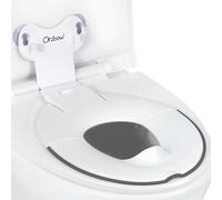 Orzbow Foldable Toddler Toilet Seat, Portable Toilet Training Seats with Urine Barrier, Universal Family Toilet Seat with Suction Cup, Adjustable Length, Easy to Install, Adult-Like Design, White