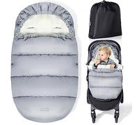 Orzbow Footmuff for Pushchair Universal Footmuff for Stroller, Adjustable Pushchair & Pram Footmuffs with Warm Liner, Machine Washable and Detachable, Waterproof Fabric, Light Grey