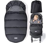 Orzbow Footmuff for Pushchair Universal Footmuff for Stroller, Adjustable Pushchair & Pram Footmuffs with Warm Liner, Machine Washable and Detachable, Waterproof Fabric, Black