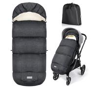 Orzbow Footmuff for Pushchair Universal Footmuff for Stroller, Adjustable Pushchair & Pram Footmuffs with Warm Fleece Liner, Machine Washable and Detachable, Waterproof Fabric, Dark Grey