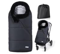 Orzbow Footmuff for Pushchair Universal, Fur Collar, Black