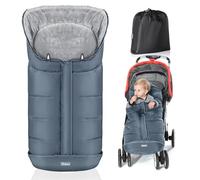 Orzbow Footmuff for Pushchair Universal, Large Pushchair & Pram Footmuffs with Drawstring, Waterproof Cosy Toes for Buggy with Warm Fleece, Anti-Slip Back, Reflective Strip, Easy Access, Grey