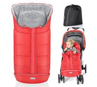 Orzbow Footmuff for Pushchair Universal, Large Pushchair & Pram Footmuffs with Drawstring, Waterproof Cosy Toes for Buggy with Warm Fleece, Anti-Slip Back, Reflective Strip, Easy Access, Red