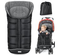 Orzbow Footmuff for Pushchair Universal, Large Pushchair & Pram Footmuffs with Drawstring, Waterproof Cosy Toes for Buggy with Polar Fleece, Anti-Slip Back, Easy Access, Machine Washable, Black