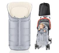 Orzbow Footmuff for Pushchair Universal, Large Pushchair & Pram Footmuffs with Drawstring, Waterproof Cosy Toes for Buggy with Warm Fleece, Anti-Slip Back, Reflective Strip, Easy Access, Elegant Grey