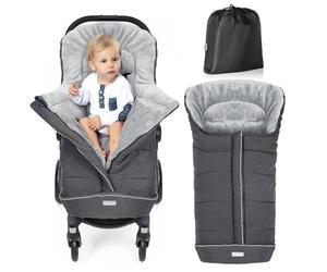 Orzbow Footmuff for Pushchair Universal, Large Pushchair & Pram Footmuffs with Drawstring, Waterproof Cosy Toes for Buggy with Warm Fleece, Anti-Slip Back, Reflective Strip, Easy Access, Dark Grey