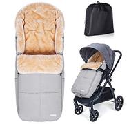 Orzbow Footmuff for Pushchair Universal,Waterproof Cosy Toes for Buggy Universal with Warm Faux Sheepskin Liner,Removable and Machine Washable,Zipper for Easy Access,Pockets for Storage (Light Grey)