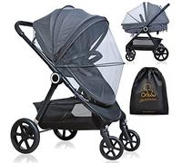 Orzbow Mosquito Net for Pram, Universal Pram Net Cover w/Zippers, Sturdy Pram Mosquito Fly Net, for Car Seat & Buggy, Easy Access, Storage Bag Included, Against Strangers, Summer Essentials,Dark Grey