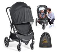 Orzbow Mosquito Net for Pram, Universal Pram Sun Shade UPF 50+ w/Zippers, for Car Seat & Buggy, Easy Access, Bag Included, Against Strangers, Summer Essentials, Dark Black
