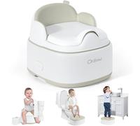Orzbow Potty Training Toilet Seat, Brown | Multifunctional Portable Potty w/ Splash Guard, Stowable w/ Footstool, Minimalist Design, Easy Cleaning, Smooth and No-Burr