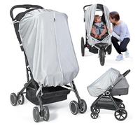Orzbow Pram Sun Shade, Universal Sun Shade for Pram, Breathable Stroller Sun Shade with Two-Way Zip, Strong Sun Shading, Blocks 95% UV (UPF 50+), Easy Access, Stable & Portable, Silver Grey