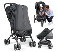 Orzbow Pram Sun Shade, Universal Sun Shade for Pram, Breathable Stroller Sun Shade with Two-Way Zip, Strong Sun Shading, Blocks 95% UV (UPF 50+), Easy Access, Stable & Portable, Easy to Use, Black