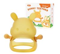 Orzbow Teething Toys for Baby 3-6-12 Months, Silicone Bunny Teething Toy with A Detachable Handle, Easy to Grip & Clean, Lightweight Baby Teether for Sucking Needs, Soothing Pain, Nanosilver