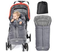 Orzbow Universal Footmuff for Pushchair, Cosy Toes for Baby Buggy Pram Stroller - Waterproof and Windproof Thick Thermo Fleece Pushchair Footmuff with Drawstring Hood (Large,Grey)