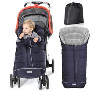 Orzbow Universal Footmuff for Pushchair, Cosy Toes for Baby Buggy Pram Stroller - Waterproof and Windproof Thick Thermo Fleece Pushchair Footmuff with Drawstring Hood (Large,Blue)