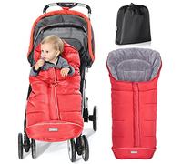 Orzbow Universal Footmuff for Pushchair, Cosy Toes for Baby Buggy Pram Stroller - Waterproof and Windproof Thick Thermo Fleece Pushchair Footmuff with Drawstring Hood (Large,Red)
