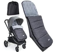 Orzbow Universal Footmuff for Stroller, Winter Pushchair & Pram Footmuffs with Drawstring Bag, Removable Cosy Toes for Buggy with Adjustable Zip, Waterproof, L-Shaped, Warm Coral Fleece Lined, Grey