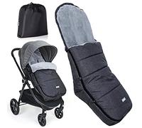Orzbow Universal Footmuff for Stroller, Winter Pushchair & Pram Footmuffs with Drawstring Bag, Removable Cosy Toes for Buggy with Adjustable Zip, Waterproof, L-Shaped, Warm Coral Fleece Lined, Black