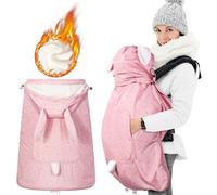 Orzbow Waterproof Baby Carrier Cover, Baby Carrier Cover Winter with Bag, Machine Washable, Central Pocket, Removable Top, Bottom Double Two-Way Zippers, Pink Rabbit