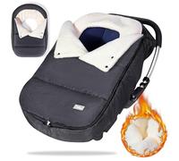 Orzbow Winter Car Seat Footmuff for Baby, Universal Car Seat Blanket with Adjustable Collar, Waterproof Baby Car Seat Cover with Zip, Warm Coral Fleece, Detachable and Machine Washable, Dark Grey