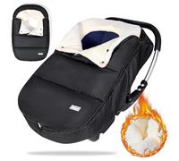 Orzbow Winter Car Seat Footmuff for Baby, Universal Car Seat Blanket with Adjustable Collar, Waterproof Baby Car Seat Cover with Zip, Warm Coral Fleece, Detachable and Machine Washable, Black